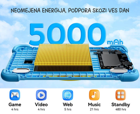 Blackview LINK 1 KIDS tablični računalnik, 8.68", 3v1 AI, 4GB+64GB, IPS HD, Android, Google Kids Space, 5000mAh, WIFI 6, Bluetooth, Widevine L1, stereo zvočniki, +dodatki, moder (Ocean Blue)