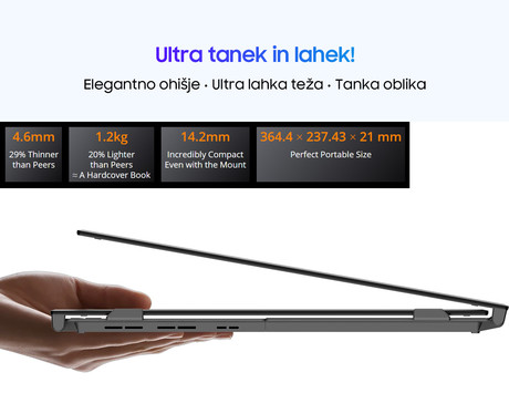 Blackview DCM8 dvojni zaslon / monitor za prenosnik, 39cm (15.3"), Full HD, 60Hz, IPS, 300nit, 100% sRGB, HDMI / USB-C, univerzalna združljivost, 180° nastavljiv kot, Quick-Fit montaža, Low Blue Light