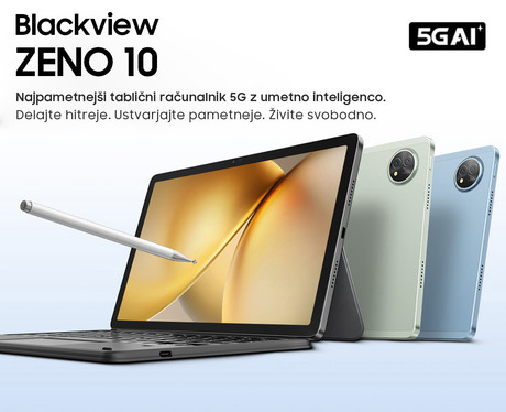 Blackview ZENO 10 tablični računalnik, 11", 3v1 AI, 5G LTE, 6GB+256GB, IPS FHD+, Android, 8800mAh, WIFI 5, Bluetooth, Dual SIM, GPS, QUAD STEREO zvočniki, +ovitek, +dodatki, črn (Shadow Black)