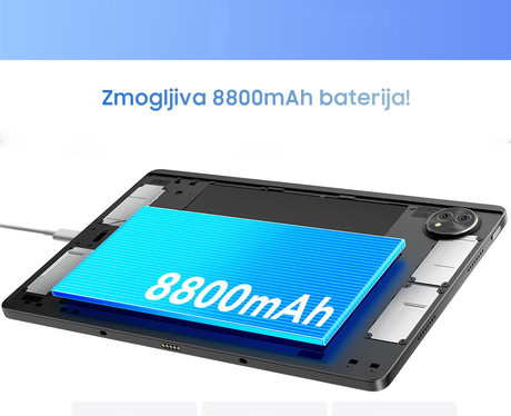 Blackview ZENO 10 tablični računalnik, 11", 3v1 AI, 5G LTE, 6GB+256GB, IPS FHD+, Android, 8800mAh, WIFI 5, Bluetooth, Dual SIM, GPS, QUAD STEREO zvočniki, +ovitek, +dodatki, črn (Shadow Black)