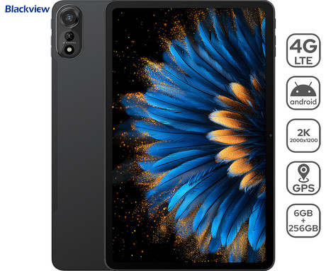Blackview MEGA 2 tablični računalnik, 12", 4G LTE, 6GB+256GB, IPS 2K, Android, 9000mAh, WIFI 5, Bluetooth, Dual SIM, GPS, AI, stereo zvočniki, +ovitek, +dodatki, siv (Celestial Gray)