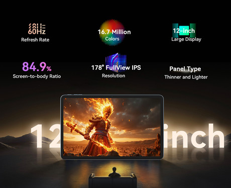 Blackview MEGA 2 tablični računalnik, 12", 4G LTE, 6GB+256GB, IPS 2K, Android, 9000mAh, WIFI 5, Bluetooth, Dual SIM, GPS, AI, stereo zvočniki, +ovitek, +dodatki, siv (Celestial Gray)