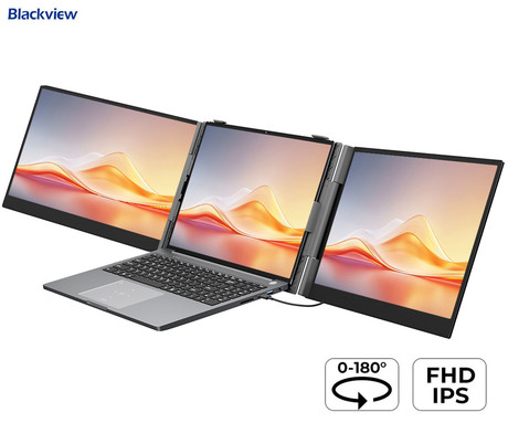 Blackview DCM6 PRO dvojni zaslon / monitor za prenosnik, 35cm (14"), Full HD, 60Hz, IPS, 300nit, 100% sRGB, 2x USB-C, univerzalna združljivost, 180° nastavljiv kot, Quick-Fit montaža, Low Blue Light