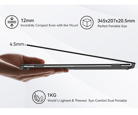 Blackview DCM6 PRO dvojni zaslon / monitor za prenosnik, 35cm (14"), Full HD, 60Hz, IPS, 300nit, 100% sRGB, 2x USB-C, univerzalna združljivost, 180° nastavljiv kot, Quick-Fit montaža, Low Blue Light