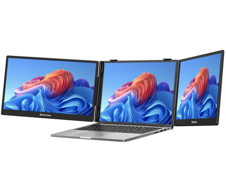 Blackview DCM5 dvojni zaslon / monitor za prenosnik, 35cm (14"), Full HD, 60Hz, IPS, 300nit, 3x USB Type-C, univerzalna združljivost, 180° nastavljiv kot, Quick-Fit montaža, Low Blue Light, zvočnik