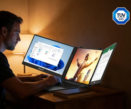 Blackview DCM5 dvojni zaslon / monitor za prenosnik, 35cm (14"), Full HD, 60Hz, IPS, 300nit, 3x USB Type-C, univerzalna združljivost, 180° nastavljiv kot, Quick-Fit montaža, Low Blue Light, zvočnik
