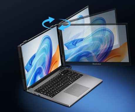 Blackview SCM5 zaslon / monitor za prenosnik, 35cm (14"), Full HD, 60Hz, IPS, 300nit, 3x USB Type-C, univerzalna združljivost, 180° nastavljiv kot, Quick-Fit montaža, Low Blue Light, zvočnik, črn