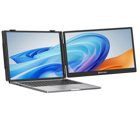Blackview SCM5 zaslon / monitor za prenosnik, 35cm (14"), Full HD, 60Hz, IPS, 300nit, 3x USB Type-C, univerzalna združljivost, 180° nastavljiv kot, Quick-Fit montaža, Low Blue Light, zvočnik, črn