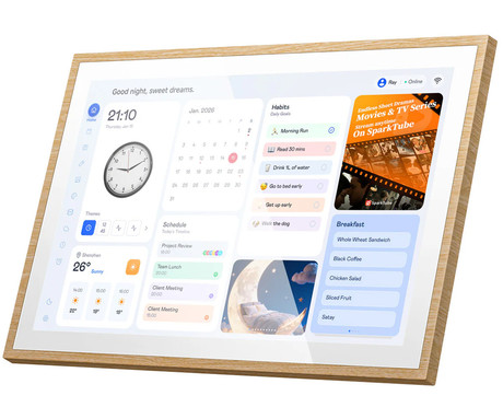 BLACKVIEW NEST 10 pametni foto okvir / koledar / HUB, 25.6cm (10.1"), HD+ IPS zaslon na dotik, Android OS, WIFI 6, 2GB RAM, 32GB ROM, razširljiv spomin, zvočnik, stojalo, rjav (Natural Wood)