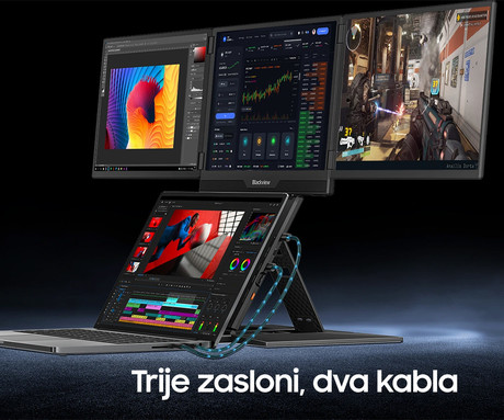 Blackview TABLE 16 trojni prenosni zaslon / monitor, 39cm (15.3"), FHD+, 60Hz, IPS, 300nit, 100% sRGB, 2x USB-C, 1x mini HDMI, univerzalna združljivost, nastavljiv kot, Quick-Fit montaža, LowBlueLight