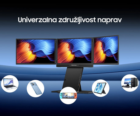 Blackview TABLE 16 trojni prenosni zaslon / monitor, 39cm (15.3"), FHD+, 60Hz, IPS, 300nit, 100% sRGB, 2x USB-C, 1x mini HDMI, univerzalna združljivost, nastavljiv kot, Quick-Fit montaža, LowBlueLight