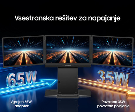 Blackview TABLE 16 trojni prenosni zaslon / monitor, 39cm (15.3"), FHD+, 60Hz, IPS, 300nit, 100% sRGB, 2x USB-C, 1x mini HDMI, univerzalna združljivost, nastavljiv kot, Quick-Fit montaža, LowBlueLight