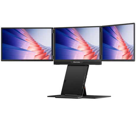 Blackview TABLE 16 trojni prenosni zaslon / monitor, 39cm (15.3"), FHD+, 60Hz, IPS, 300nit, 100% sRGB, 2x USB-C, 1x mini HDMI, univerzalna združljivost, nastavljiv kot, Quick-Fit montaža, LowBlueLight