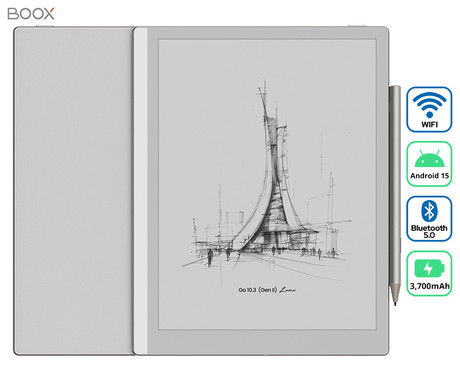 BOOX Go 10.3 Gen II Lumi e-bralnik / tablični računalnik, 10.3", 300ppi, Android, 4GB+64GB, WIFI 5, BT 5.1, 3700mAh baterija, G-senzor, zvočniki, mikrofon, USB Type-C, +pisalo InkSense Plus, bel
