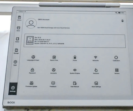 BOOX Go 10.3 Gen II Lumi e-bralnik / tablični računalnik, 10.3", 300ppi, Android, 4GB+64GB, WIFI 5, BT 5.1, 3700mAh baterija, G-senzor, zvočniki, mikrofon, USB Type-C, +pisalo InkSense Plus, bel