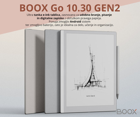 BOOX Go 10.3 Gen II e-bralnik / tablični računalnik, 10.3", 300ppi, Android, 4GB+64GB, WIFI 5, BT 5.1, 3700mAh baterija, G-senzor, zvočniki, mikrofon, USB Type-C, +pisalo InkSense Plus, bel