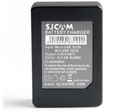 SJCAM DUAL CHARGER polnilec za baterije, za kamere serij SJ4000 / SJ5000 / M10, LED indikator, +kabel, črn
