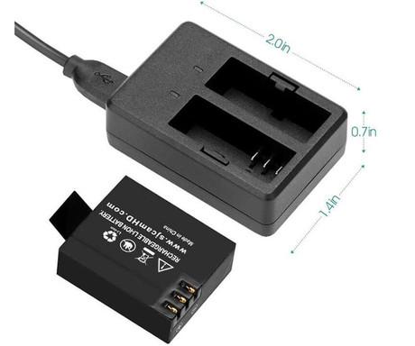 SJCAM DUAL CHARGER polnilec za baterije, za kamere serij SJ4000 / SJ5000 / M10, LED indikator, +kabel, črn