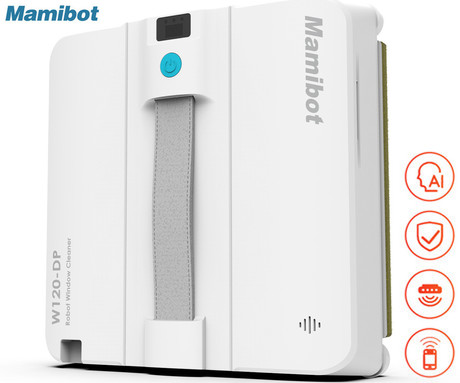 MAMIBOT iGLASSBOT W120-DP 2V1 robotski čistilec oken in površin, mokro čiščenje, AUTO pršenje vode, senzorji, načrtovanje poti, AI tehnologija, UPS baterija, daljinec, aplikacija, bel (Cloud White)