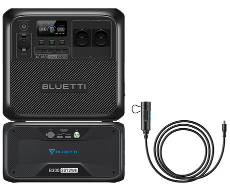 BLUETTI AC180 prenosna polnilna postaja, 1800W moč, 1152Wh baterija, polnjenje / napajanje naprav, BMS sistem, aplikacija, 2x AC, 1x DC 12V, 4x USB-A, 1x USB-C, 1x 15W Qi, zaslon, ročaj, črna