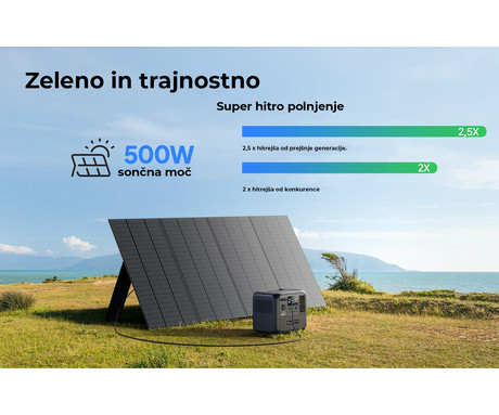 BLUETTI AC70 prenosna polnilna postaja, 1000W moč, 768Wh baterija, polnjenje / napajanje naprav, BMS sistem, aplikacija, 2x AC, 1x DC 12V, 2x USB-A, 2x USB-C, zaslon, ročaj, črna