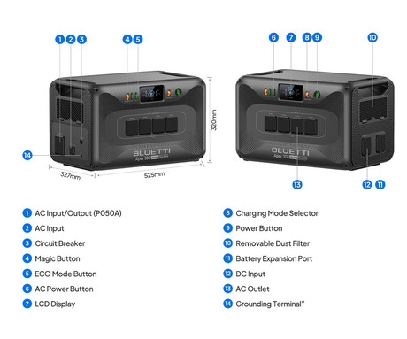 BLUETTI APEX 300 prenosna polnilna postaja, 3840W moč, 2764Wh baterija, polnjenje / napajanje naprav, AI BMS sistem, aplikacija, WIFI, Bluetooth, vojaški standard zaščite, 4x AC, zaslon, ročaji, črna