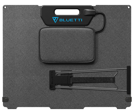 BLUETTI PV200 prenosni solarni panel, 200W moč, polnjenje polnilnih postaj, zložljiva oblika, stojalo, ročaj, UV odpornost, IP65 vodoodpornost, ETFE prevleka, MC4 konektor, črn