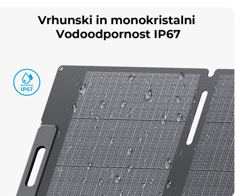 BLUETTI PV200 prenosni solarni panel, 200W moč, polnjenje polnilnih postaj, zložljiva oblika, stojalo, ročaj, UV odpornost, IP65 vodoodpornost, ETFE prevleka, MC4 konektor, črn