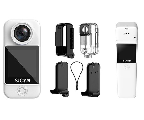 SJCAM C300 akcijska športna kamera, 4K Ultra HD, dvojni zaslon, 6-osna stabilizacija, 2x polnilna baterija, 154° snemalni kot, Dual WIFI, vodoodpornost, aplikacija, +dodatki, bela