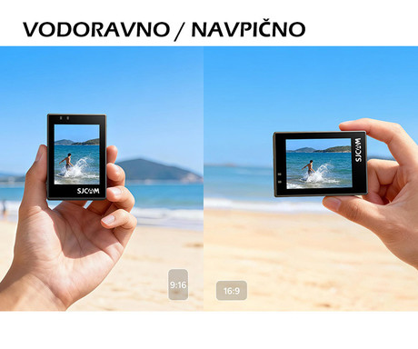 SJCAM SJ6 ULTRA akcijska športna kamera, 4K Ultra HD, dvojni zaslon, 6-osna stabilizacija, polnilna baterija, 166° snemalni kot, Dual WIFI, aplikacija, +dodatki, črna