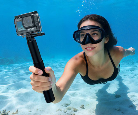 SJCAM SJ6 ULTRA akcijska športna kamera, 4K Ultra HD, dvojni zaslon, 6-osna stabilizacija, polnilna baterija, 166° snemalni kot, Dual WIFI, aplikacija, +dodatki, črna