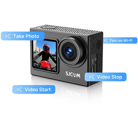 SJCAM SJ6 ULTRA akcijska športna kamera, 4K Ultra HD, dvojni zaslon, 6-osna stabilizacija, polnilna baterija, 166° snemalni kot, Dual WIFI, aplikacija, +dodatki, črna