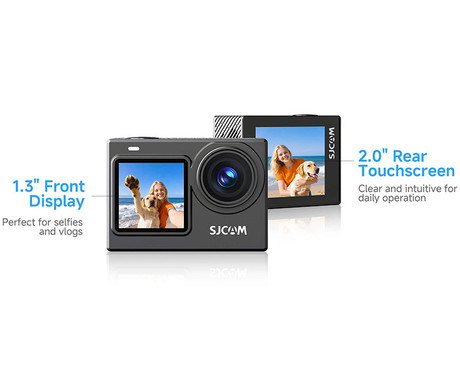 SJCAM SJ6 ULTRA akcijska športna kamera, 4K Ultra HD, dvojni zaslon, 6-osna stabilizacija, polnilna baterija, 166° snemalni kot, Dual WIFI, aplikacija, +dodatki, črna