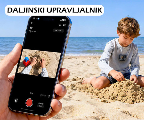 SJCAM SJ6 ULTRA akcijska športna kamera, 4K Ultra HD, dvojni zaslon, 6-osna stabilizacija, polnilna baterija, 166° snemalni kot, Dual WIFI, aplikacija, +dodatki, črna