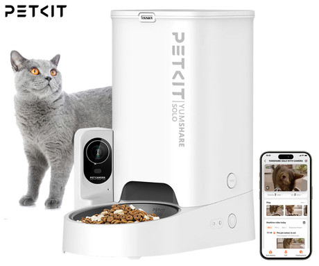 PETKIT YUMSHARE SOLO pametni dozirnik hrane, za pse / mačke, 3L prostornina, AI zaznavanje gibanja, urnik hranjenja, FHD kamera, IR Night Vision, WIFI, aplikacija, mikrofon, zvočnik, 31.6x29.6x18.6cm
