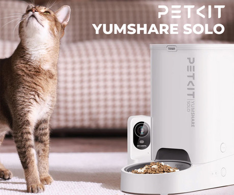 PETKIT YUMSHARE SOLO pametni dozirnik hrane, za pse / mačke, 3L prostornina, AI zaznavanje gibanja, urnik hranjenja, FHD kamera, IR Night Vision, WIFI, aplikacija, mikrofon, zvočnik, 31.6x29.6x18.6cm