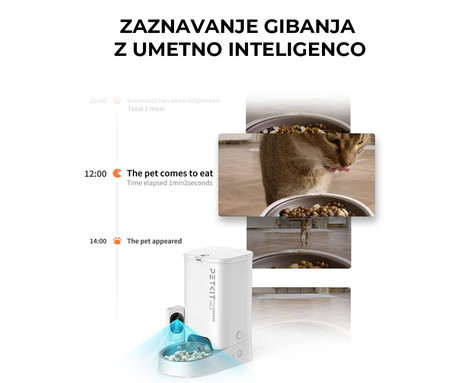 PETKIT YUMSHARE SOLO pametni dozirnik hrane, za pse / mačke, 3L prostornina, AI zaznavanje gibanja, urnik hranjenja, FHD kamera, IR Night Vision, WIFI, aplikacija, mikrofon, zvočnik, 31.6x29.6x18.6cm