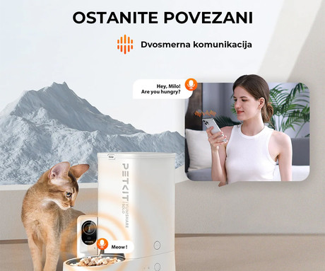 PETKIT YUMSHARE SOLO pametni dozirnik hrane, za pse / mačke, 3L prostornina, AI zaznavanje gibanja, urnik hranjenja, FHD kamera, IR Night Vision, WIFI, aplikacija, mikrofon, zvočnik, 31.6x29.6x18.6cm