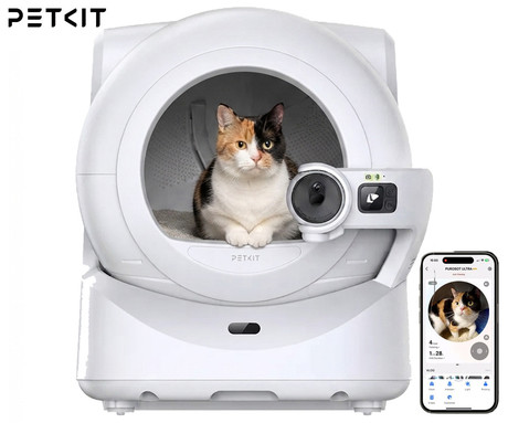 PETKIT PUROBOT ULTRA pametno mačje stranišče, za vse velikosti, AI 180° kamera + zdravje, 360° varnostna zaščita, ShieldBase zasnova, QUAD nadzor vonjav, AUTO delovanje, WIFI, aplikacija, 82x61x53cm