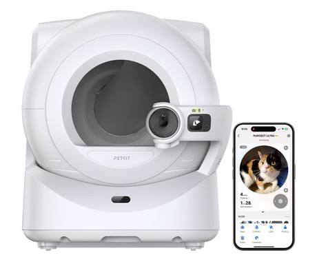 PETKIT PUROBOT ULTRA pametno mačje stranišče, za vse velikosti, AI 180° kamera + zdravje, 360° varnostna zaščita, ShieldBase zasnova, QUAD nadzor vonjav, AUTO delovanje, WIFI, aplikacija, 82x61x53cm