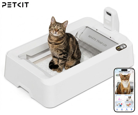 PETKIT PUROBOT CRYSTAL DUO pametno mačje stranišče, za vse velikosti, AI kamera + zdravje, varnostni senzorji, 2-stransko grabljenje, Double nadzor vonjav, tiho delovanje, WIFI, aplikacija, 82x51x33cm