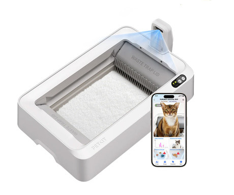 PETKIT PUROBOT CRYSTAL DUO pametno mačje stranišče, za vse velikosti, AI kamera + zdravje, varnostni senzorji, 2-stransko grabljenje, Double nadzor vonjav, tiho delovanje, WIFI, aplikacija, 82x51x33cm