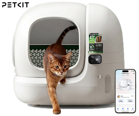 PETKIT PUROBOT MAX 3 pametno mačje stranišče, za vse velikosti, 76L prostornina, 360° varnostna zaščita, ShieldBase Leak-Guard zasnova, QUAD nadzor vonjav, tiho delovanje, WIFI, aplikacija, 62x54x55cm