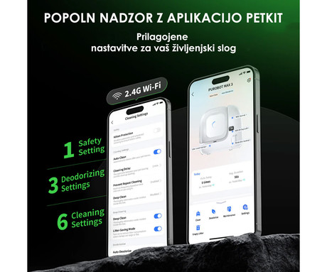 PETKIT PUROBOT MAX 3 pametno mačje stranišče, za vse velikosti, 76L prostornina, 360° varnostna zaščita, ShieldBase Leak-Guard zasnova, QUAD nadzor vonjav, tiho delovanje, WIFI, aplikacija, 62x54x55cm