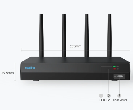 Reolink NVS12W snemalna enota, Dual WIFI 6, 2TB disk, priklop do 12 kamer, razširljiv spomin do 6TB, neprekinjeno snemanje, PoE / WiFi namestitev, črna