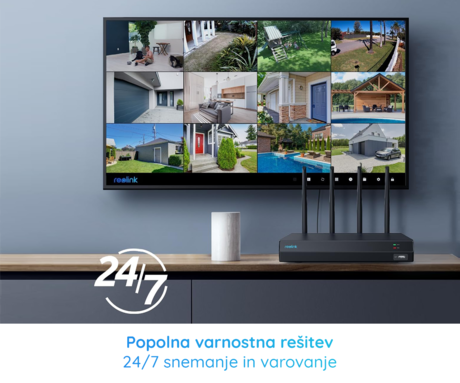 Reolink NVS12W snemalna enota, Dual WIFI 6, 2TB disk, priklop do 12 kamer, razširljiv spomin do 6TB, neprekinjeno snemanje, PoE / WiFi namestitev, črna