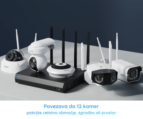 Reolink NVS12W snemalna enota, Dual WIFI 6, 2TB disk, priklop do 12 kamer, razširljiv spomin do 6TB, neprekinjeno snemanje, PoE / WiFi namestitev, črna