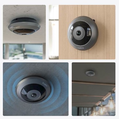 Reolink FISHEYE P520 IP kamera, žična, 360°, 6MP Super HD, pametno zaznavanje, dvosmerna komunikacija, IR nočno snemanje, siva