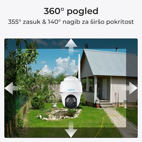 Reolink ARGUS B430 IP kamera + solarni panel, 5MP 2K+ Super HD, WIFI, 355° vrtenje, 21.6Wh baterija, AI zaznavanje, barvni Night Vision, aplikacija, dvosmerna komunikacija, pametni alarm, IP64