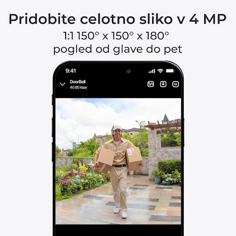 Reolink DOORBELL D340B pametni video zvonec + notranji zvonec, izjemna kvaliteta slike, zaznavanje oseb in paketov, hitra obvestila, Wi-Fi, bel